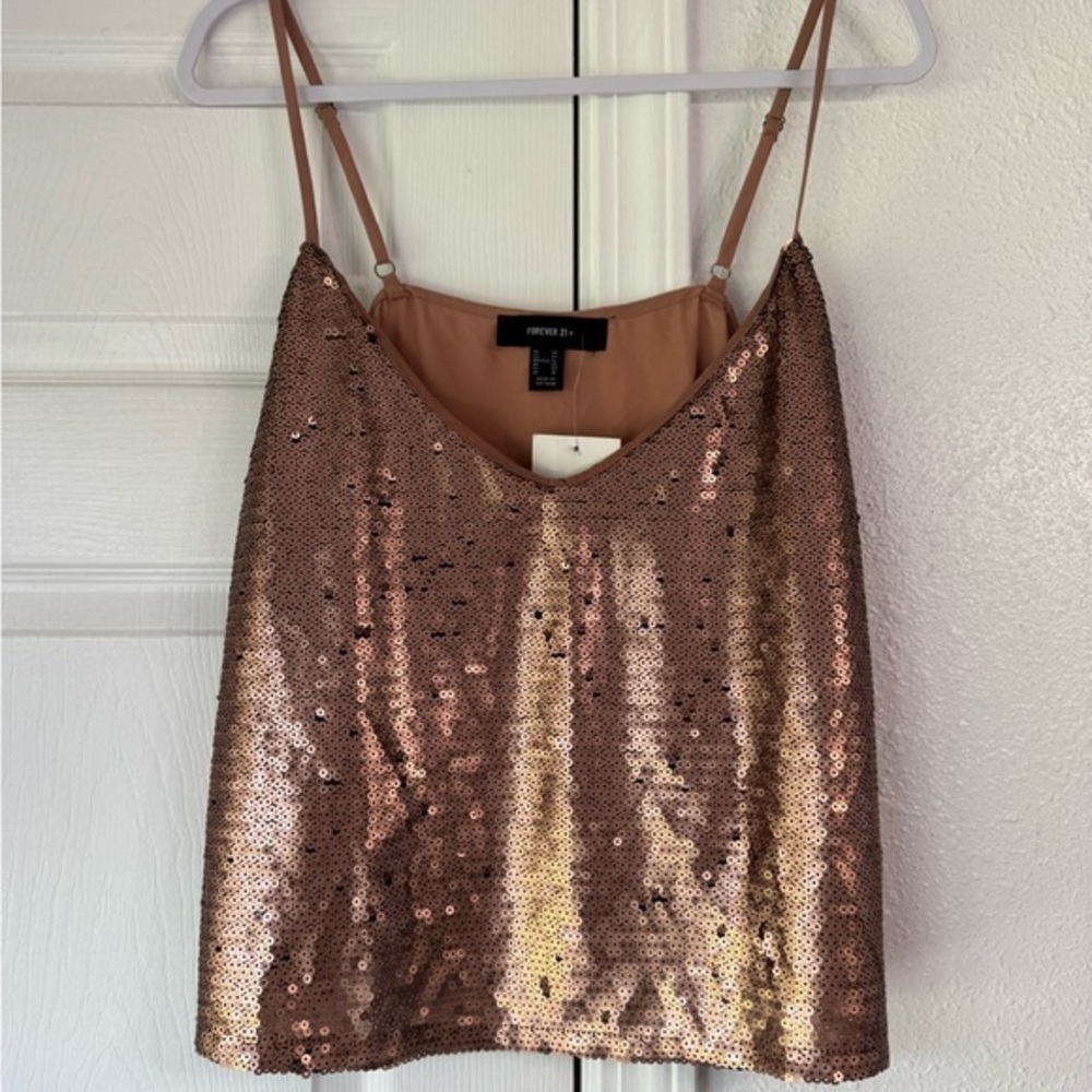 Forever 21 rose gold Sequin Women's Top plus OX
